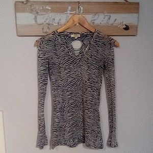 Papaya Black and White Zebra Print Long Sleeve Top